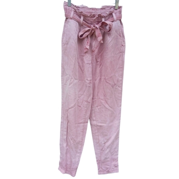 American Eagle Women's Mauve Pink Paperbag Waist High-Rise Pants Size 0 - Picture 7 of 7